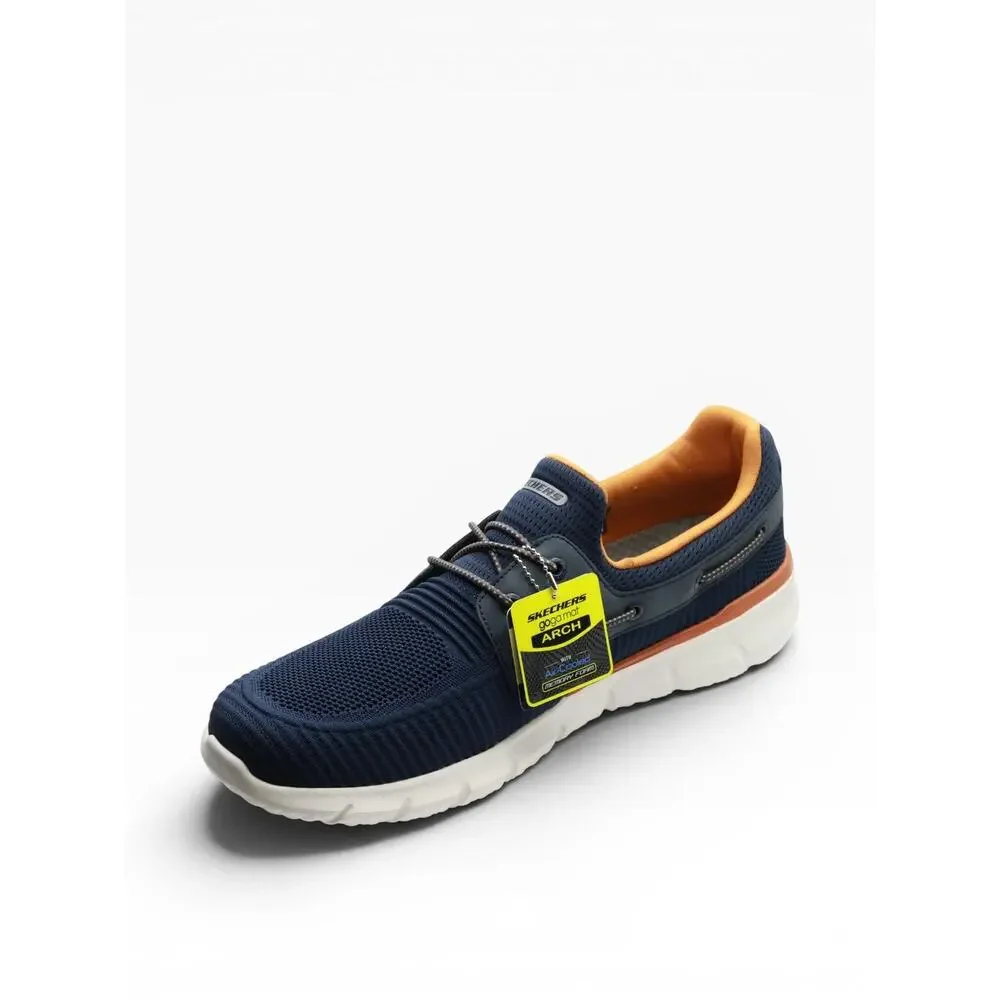 SKECHERS MEN'S DEL RETTO-CLEAN SLATE KNITTED BUNGEE SLIP ON, NAVY, 14 W US